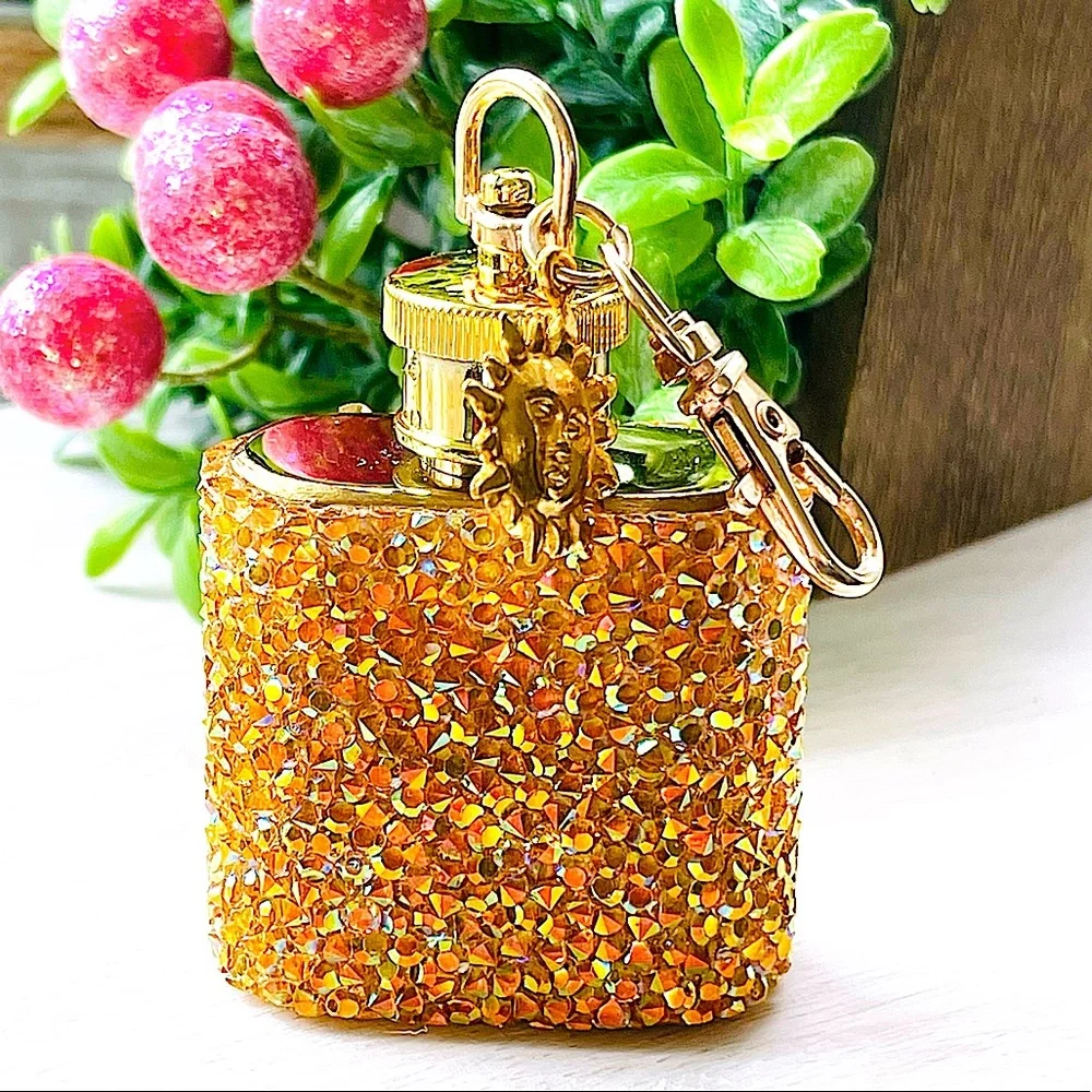 MINI FLASK crystal encrusted keyring IRIDESCENT keyfob CELESTIAL mini flask